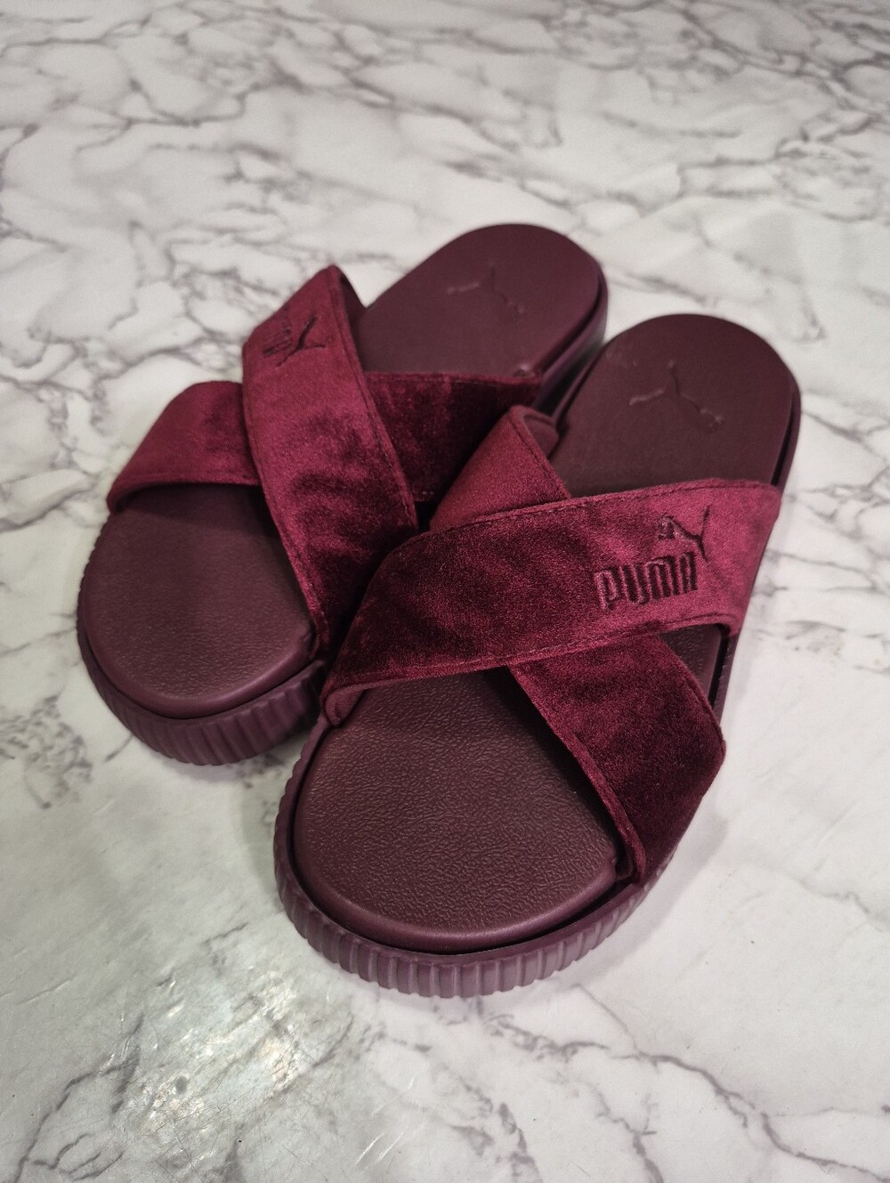 PUMA Velvet Crisscross Slide Sandals